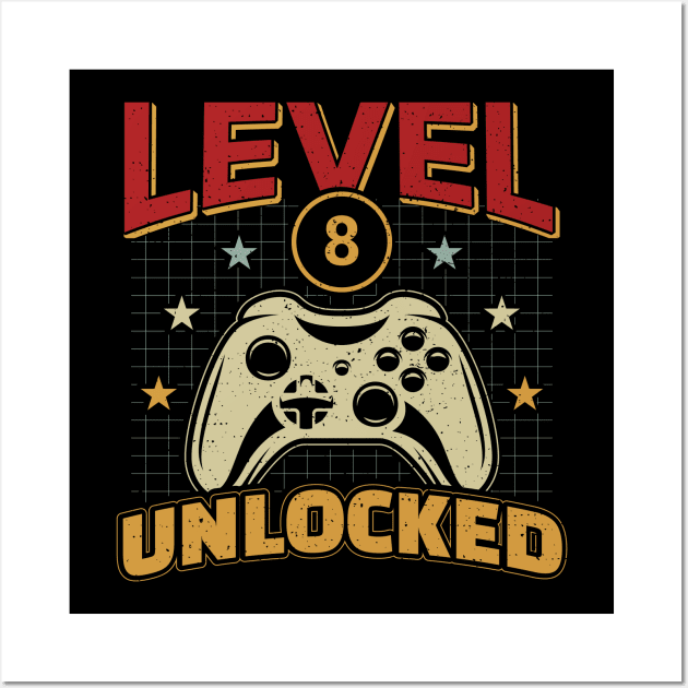 8th birthday kids, level 8 unlocked video gamer Wall Art by aneisha